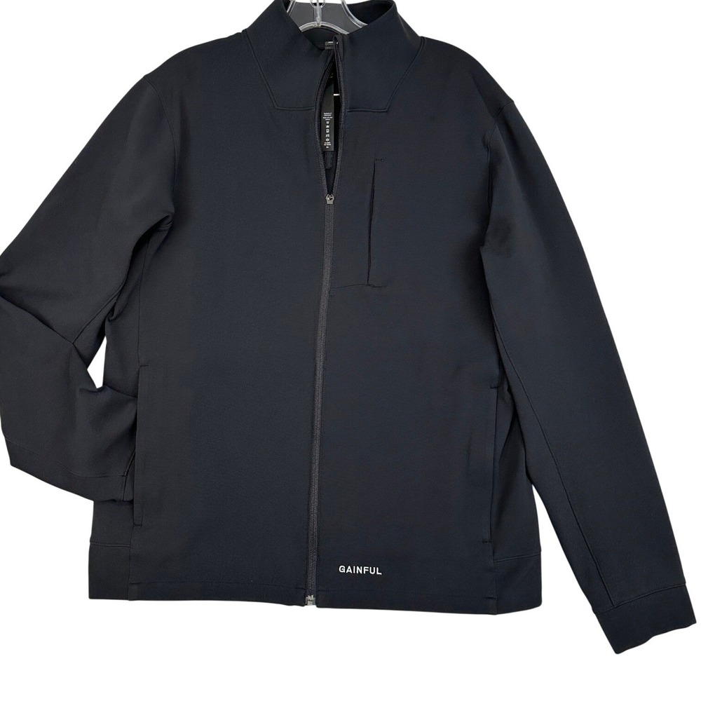 Lululemon Athletica Gainful Full Zip Jacket Black Logo Hem Men's Size L‎
